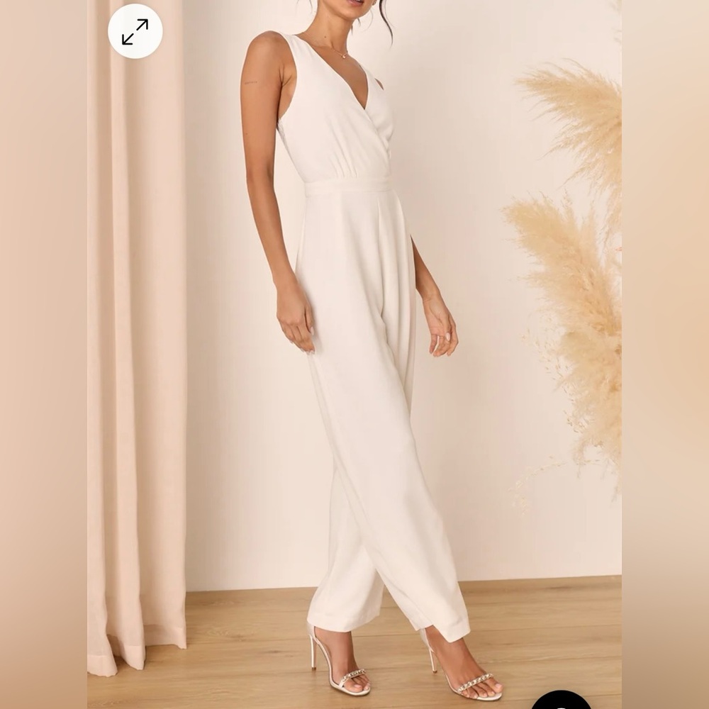 NWT Lulus Kiska White Lace Wide-Leg Jumpsuit